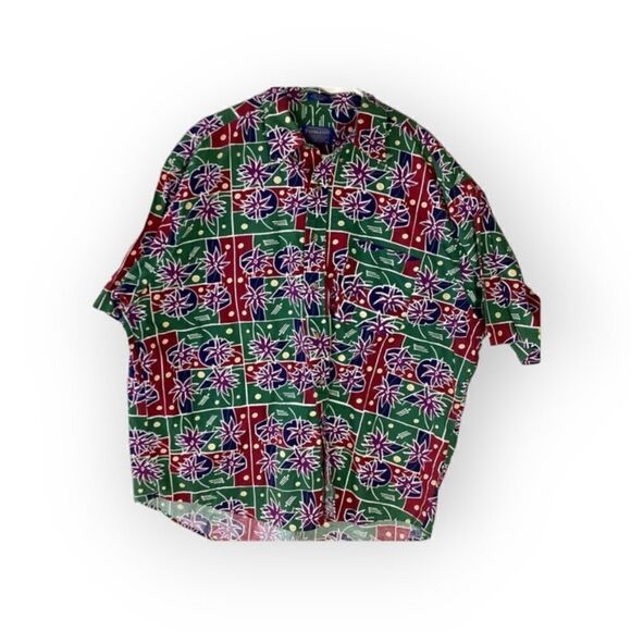 Pendleton Men’s Hawaii Button-Down Short Sleeve Shirt — Red Green Purple Floral - Picture 1 of 12